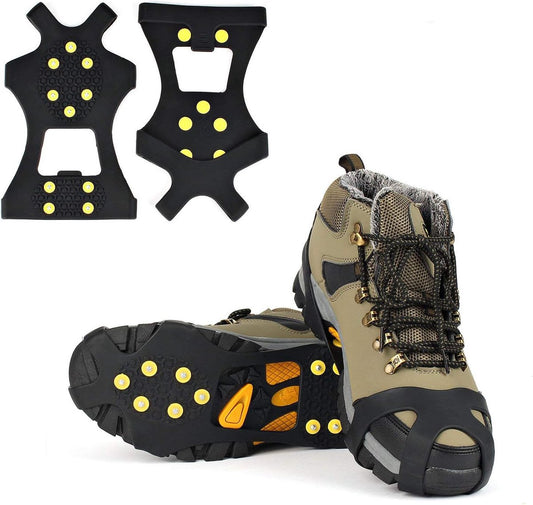 Snow grips over shoes/boots 10 studs Ice Traction Universal Slip on Stretch Fit Snow and Ice, Snow Cleats V1188-NK-BOL-45