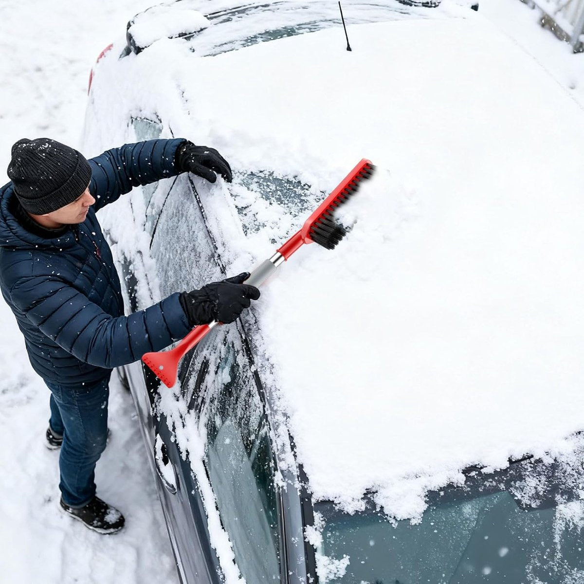 Long Handle Ice Scraper - Car Snow Brush - Plastic - Car Snow Brush with Ice Shovel - Snow Plow - Window V1188-NK-BOL-454