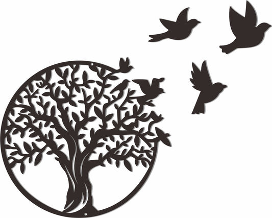 Tree of Life - Wall Decoration - Black - 30*30 cm - Small - Garden Decoration - Suitable for Indoor and V1188-NK-BOL-456