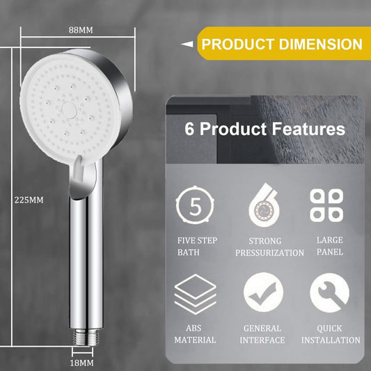 Shower head - 5 jet types - Wellness - 5 spray modes - silver - Better skin - Hand shower - Antibacterial - V1188-NK-BOL-457