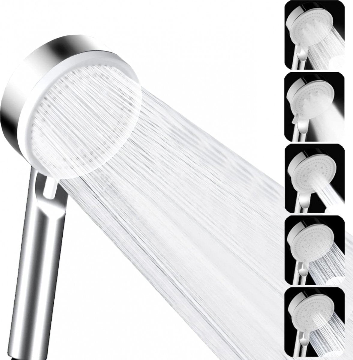 Shower head - 5 jet types - Wellness - 5 spray modes - silver - Better skin - Hand shower - Antibacterial - V1188-NK-BOL-457