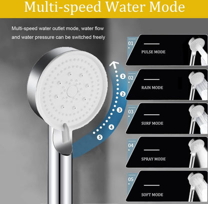 Shower head - 5 jet types - Wellness - 5 spray modes - silver - Better skin - Hand shower - Antibacterial - V1188-NK-BOL-457