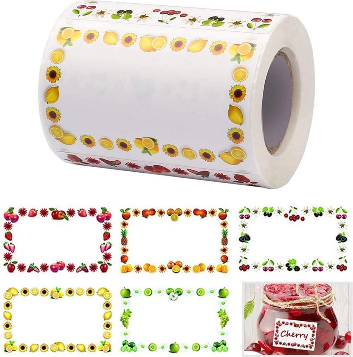 Self-adhesive jam stickers - 250 pieces - Ideal for jam jars - Labels - Kitchen label - spice jar labels V1188-NK-BOL-466
