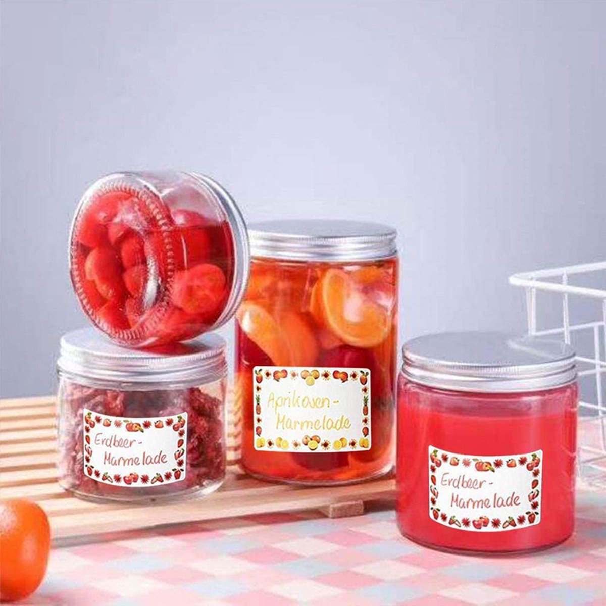 Self-adhesive jam stickers - 250 pieces - Ideal for jam jars - Labels - Kitchen label - spice jar labels V1188-NK-BOL-466