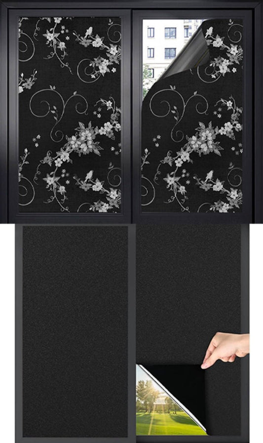 2 pieces Window Film - Blackout Window Film - Sun Protection - Anti-glare - Blackout Cloth - Black - V1188-NK-BOL-479