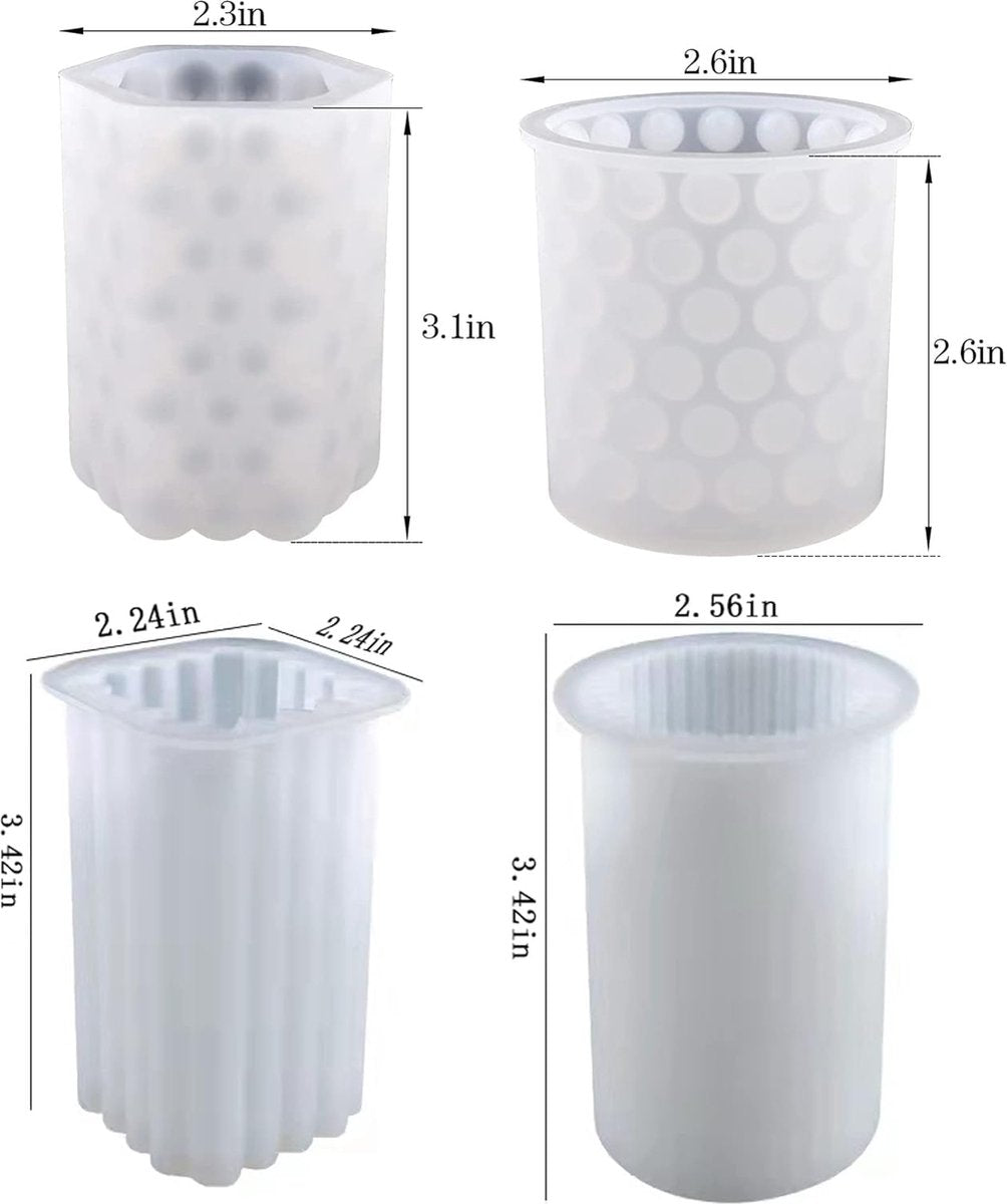 4 pieces - Candle mold - molds - candle mold - candle molds silicone - silicone molds - white - Cylindrical V1188-NK-BOL-48
