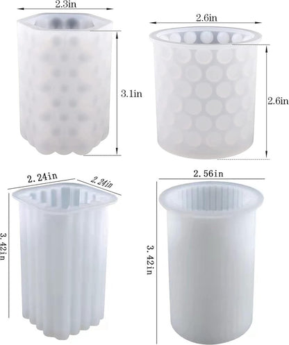 4 pieces - Candle mold - molds - candle mold - candle molds silicone - silicone molds - white - Cylindrical V1188-NK-BOL-48
