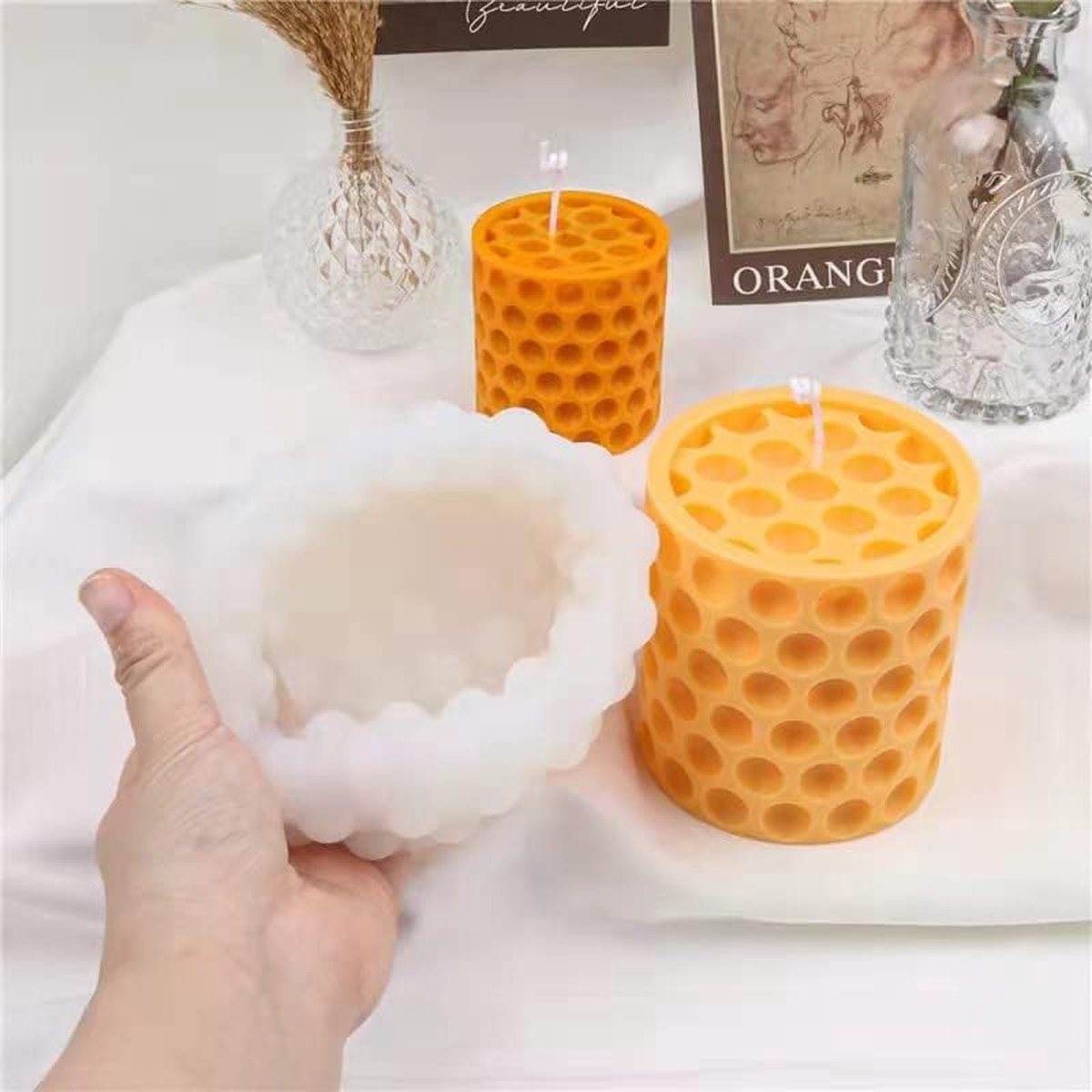 4 pieces - Candle mold - molds - candle mold - candle molds silicone - silicone molds - white - Cylindrical V1188-NK-BOL-48