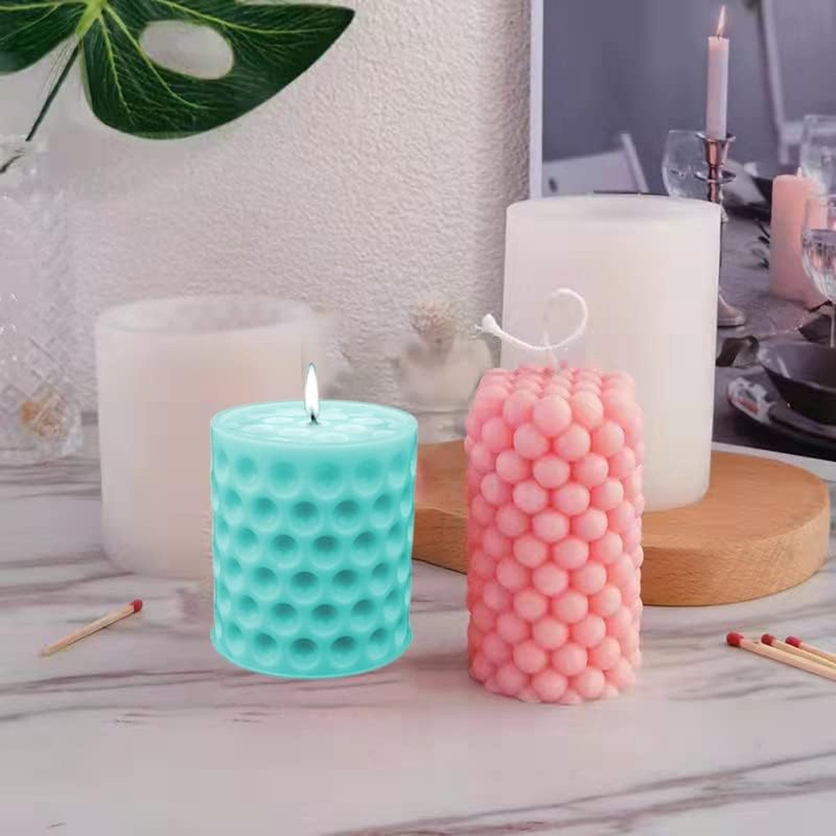 4 pieces - Candle mold - molds - candle mold - candle molds silicone - silicone molds - white - Cylindrical V1188-NK-BOL-48