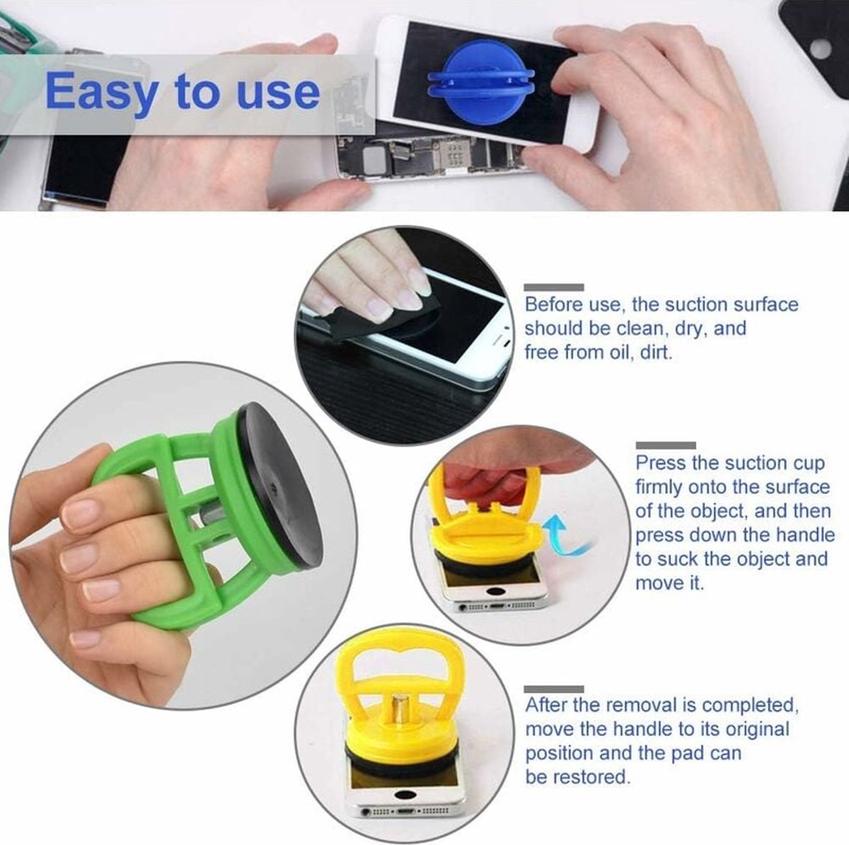 Suction lifter - 4 pieces - car dent repair - 3 kg suction power - universal V1188-NK-BOL-480