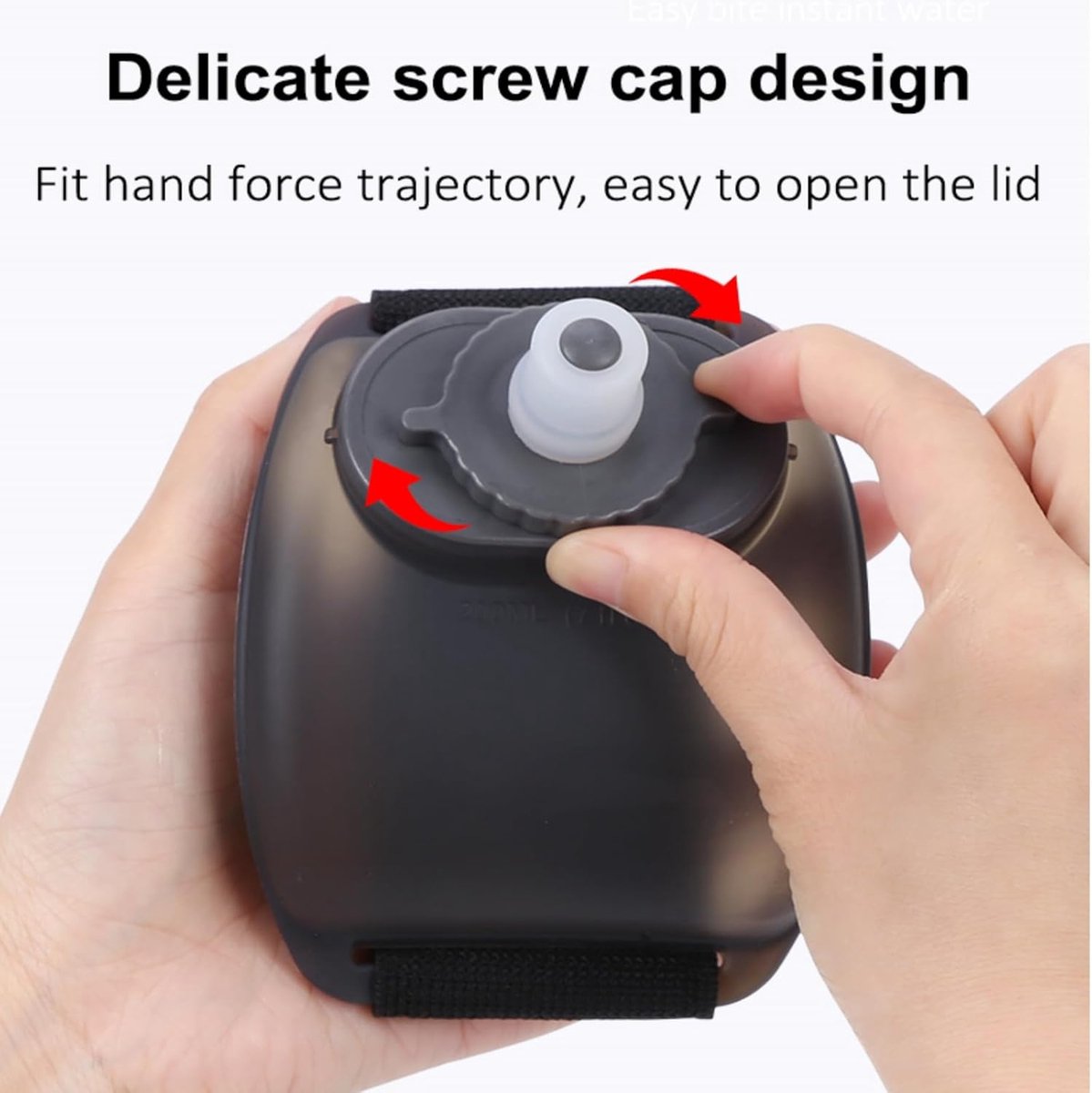 Wrist water bottle, sports cup, 200ml, silicone, hands-free, black V1188-NK-BOL-481