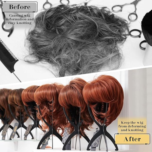 2 pieces - Wig holder - Wig holder Wig stand - Portable wig stand - Mannequin head for women and men - black V1188-NK-BOL-492