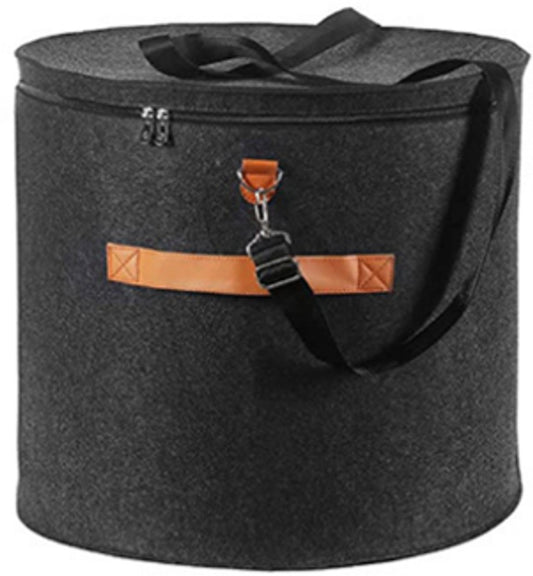 Hat box - storage boxes - Hat storage box - round - dark gray - 50 x 43 cm - felt - foldable - with lid and V1188-NK-BOL-495
