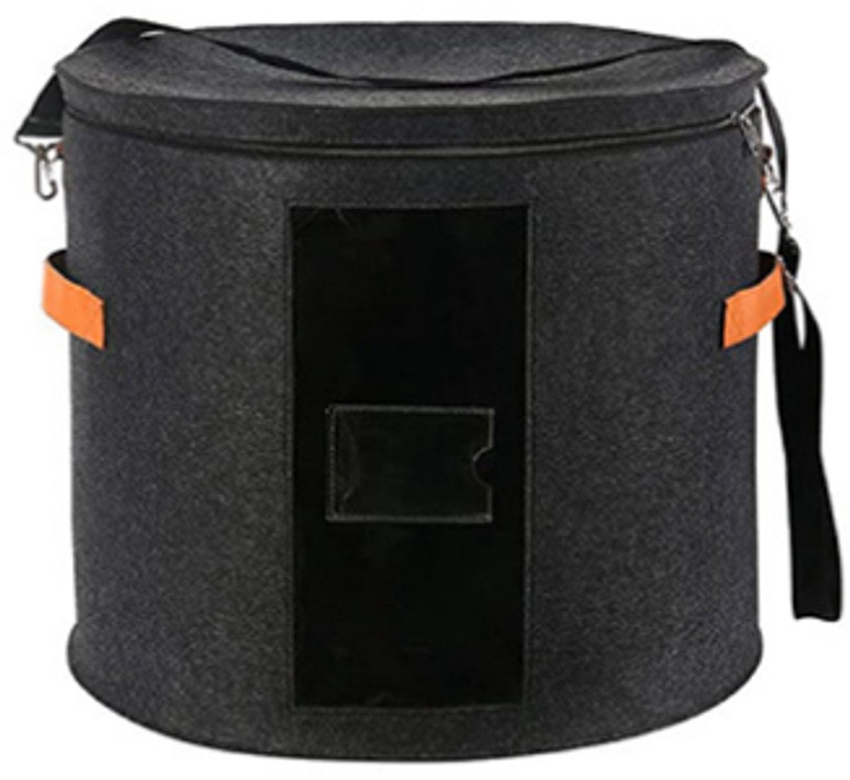 Hat box - storage boxes - Hat storage box - round - dark gray - 50 x 43 cm - felt - foldable - with lid and V1188-NK-BOL-495