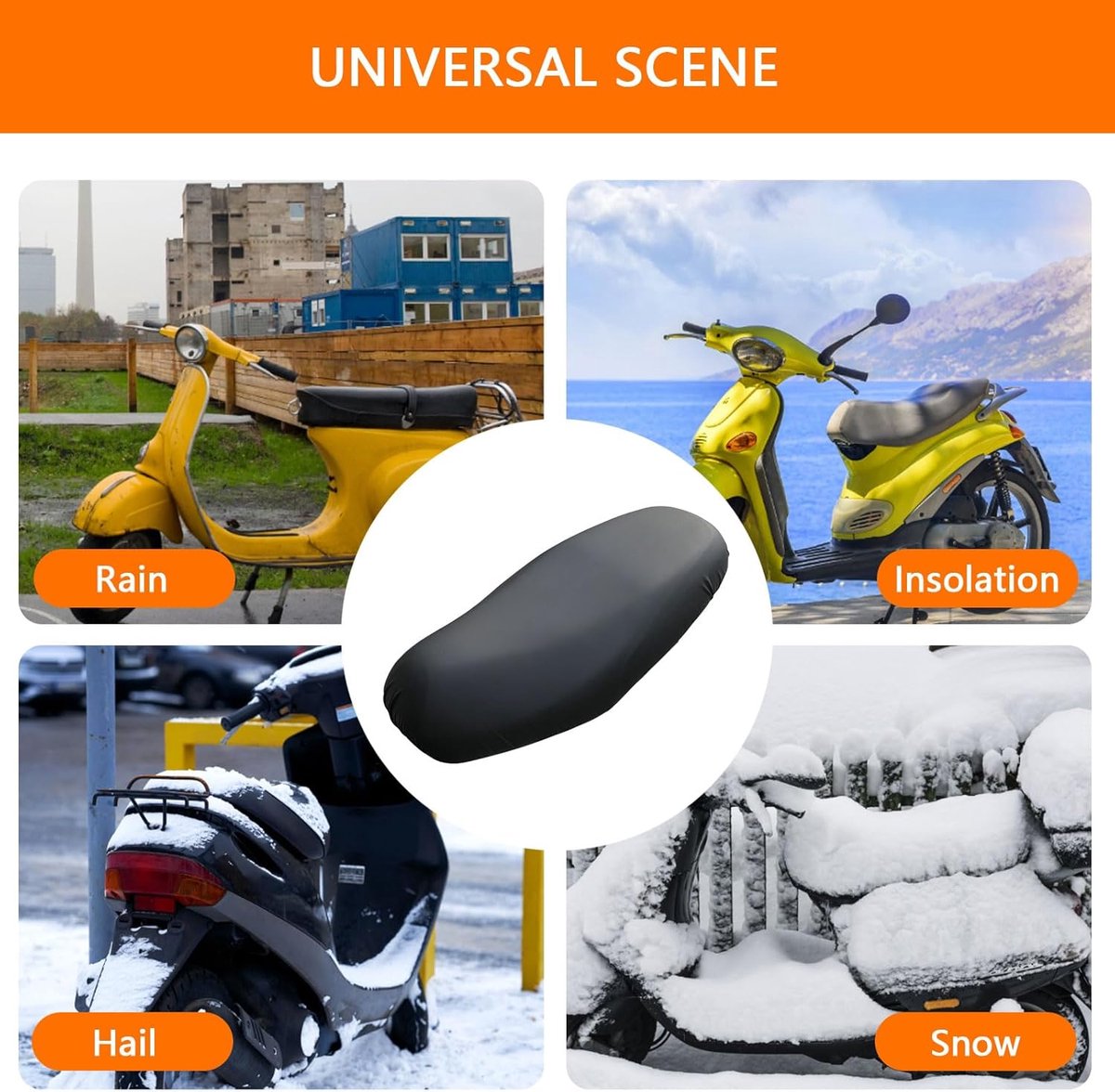 Seat cover for electric vehicles and motorcycles - Waterproof - Scratch-resistant - PU - 60*80 cm - Black V1188-NK-BOL-50