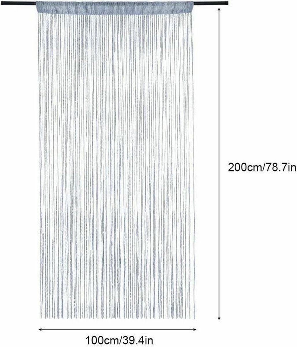 Fly screen curtain - Door curtain - Glitter mosquito net - Anti-fly door curtain - 100 x 200 cm - With silver V1188-NK-BOL-502