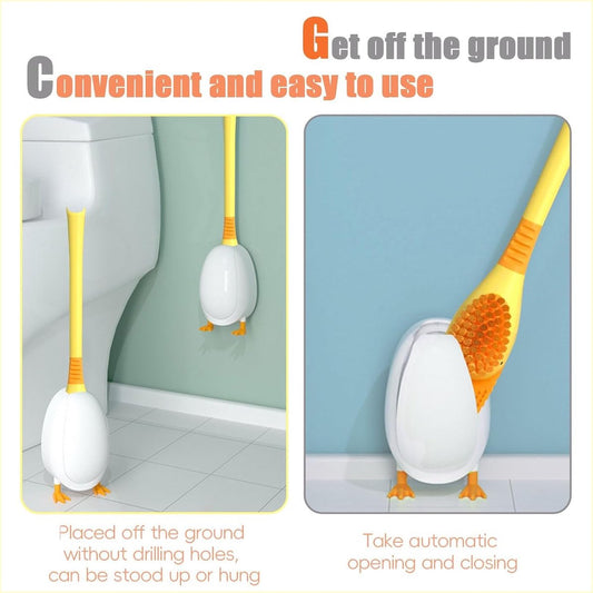 Diving Duck - Toilet Brush - Deep Cleaning - With Rim Cleaner - Made of Silicone - With Holder - For Bathroom V1188-NK-BOL-504