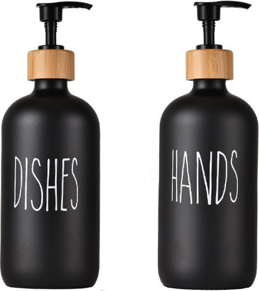 1 set of 2 pieces - Soap dispenser set - for hand soap and dish soap - Soap dispensers - Soap dispenser - V1188-NK-BOL-505