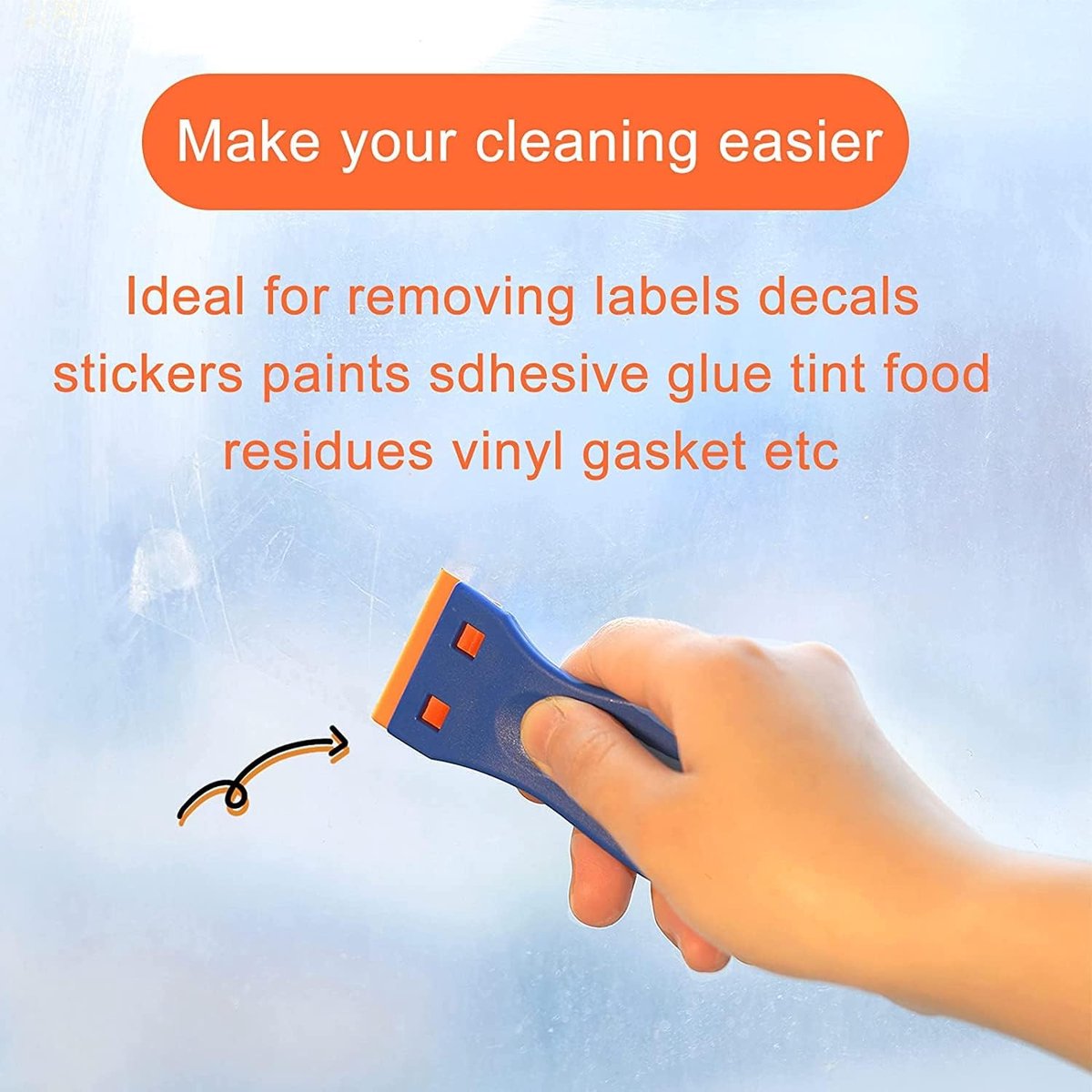 Cleaning Scraper - 4 Pieces (With 100 Blades) - Ceramic Hob Scraper/Car Film Scraper - Glass Scraper - Hob V1188-NK-BOL-522
