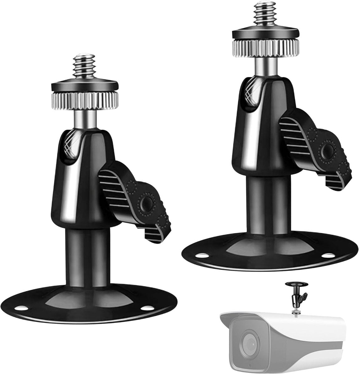 Metal Camera Bracket - 2 pieces - 360 degrees adjustable - Wall mounting - For security cameras - Indoor and V1188-NK-BOL-524