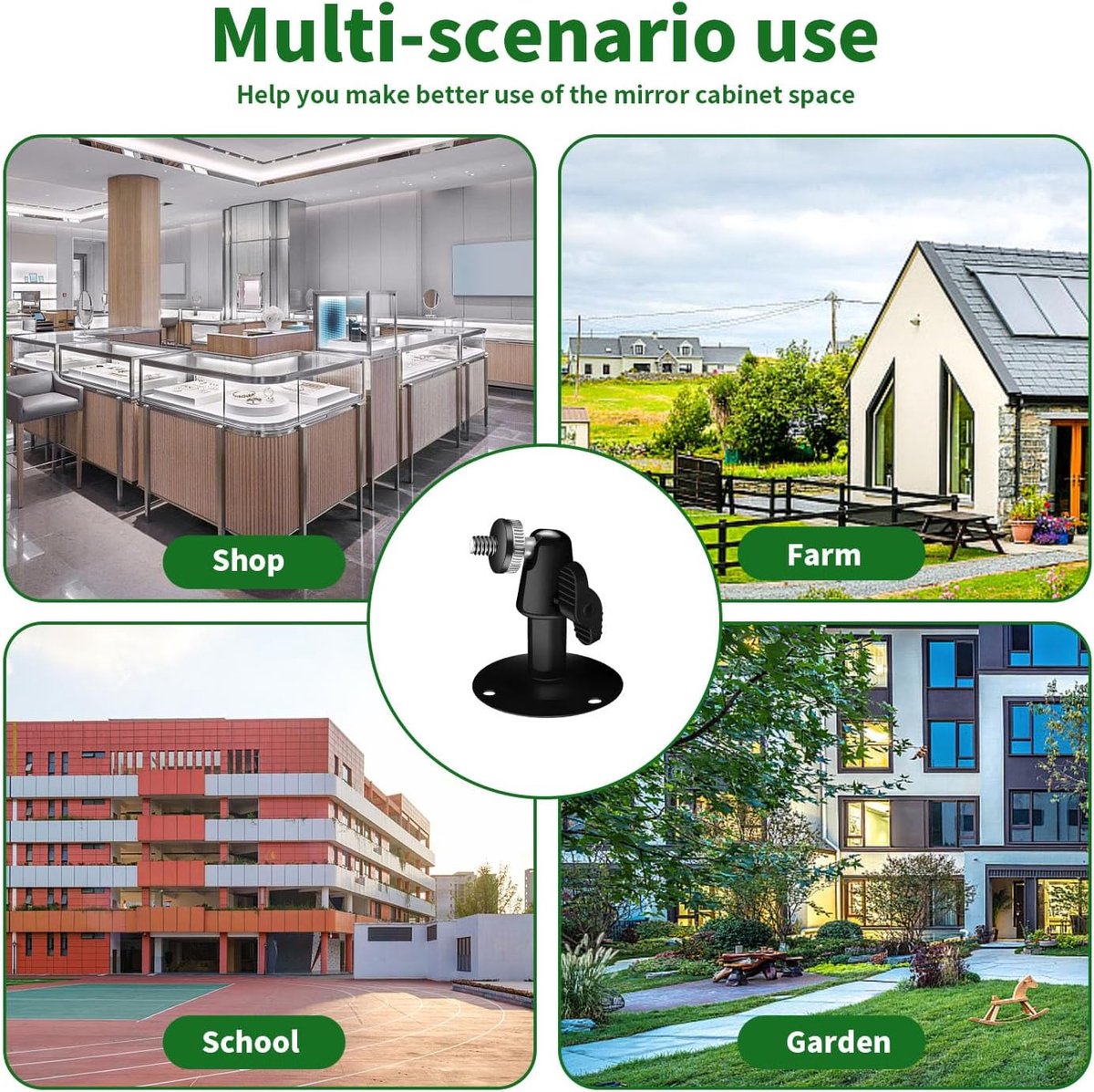 Metal Camera Bracket - 2 pieces - 360 degrees adjustable - Wall mounting - For security cameras - Indoor and V1188-NK-BOL-524