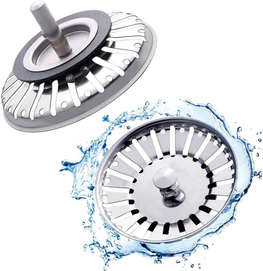 Sink Drain Plug - 2 pieces - Drain stopper - Strainer - 84mm - Stainless steel - Silver V1188-NK-BOL-531