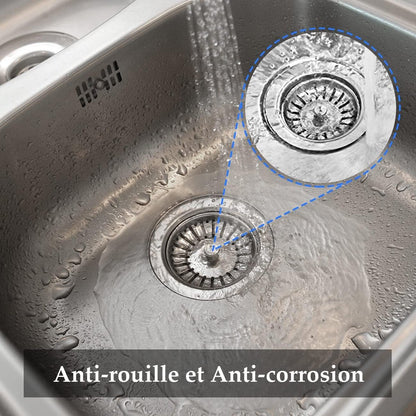 Sink Drain Plug - 2 pieces - Drain stopper - Strainer - 84mm - Stainless steel - Silver V1188-NK-BOL-531