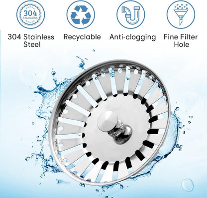Sink Drain Plug - 2 pieces - Drain stopper - Strainer - 84mm - Stainless steel - Silver V1188-NK-BOL-531