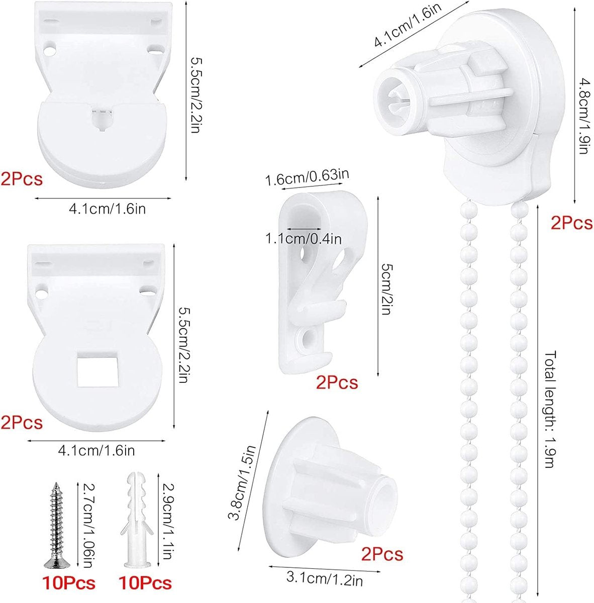 2 set - Roller blind system - roller blind fitting - bead chain - Curtain parts - window decoration V1188-NK-BOL-54