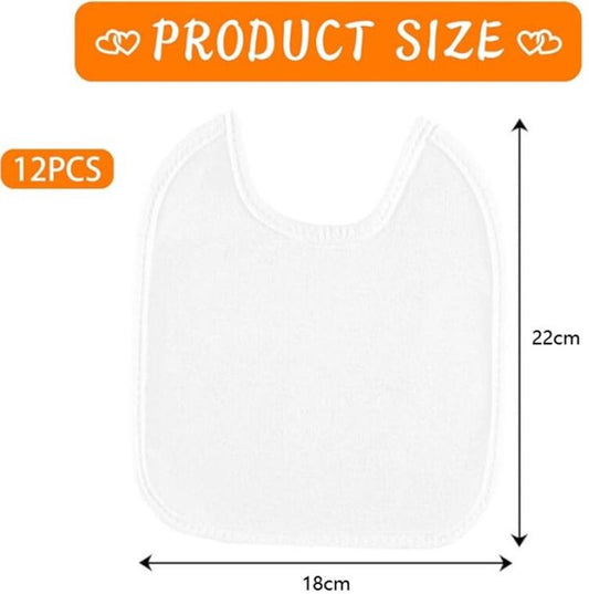 Bibs - Pack of 12 - Large Bibs - Cotton - TPU - With Straps - Waterproof - Baby Bibs for Drool - Drool Cloths V1188-NK-BOL-540