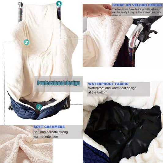 Wheelchair Blanket - Footmuff - Wind and Waterproof - Unisex - Cashmere Lined - Wheelchair Footmuff Adults - V1188-NK-BOL-545