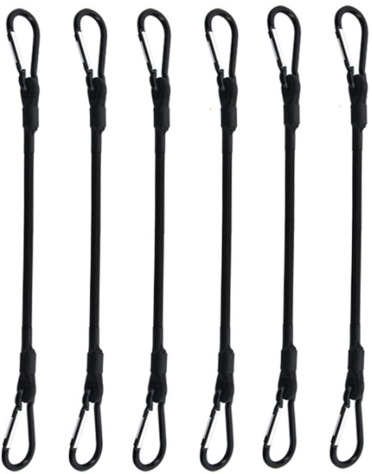 pieces - Elastic with carabiner - Rope Length 30 CM - black - Rope Diameter 6MM - Polypropylene yarn + latex V1188-NK-BOL-552