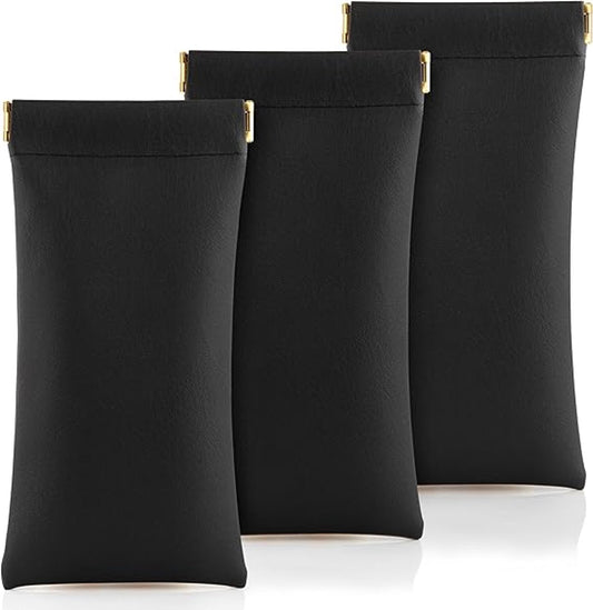 3 Pieces - Glasses Case - 18.5*9cm - Black - Soft Glasses Case - Portable Glasses Case - With Squeeze Lid - V1188-NK-BOL-558