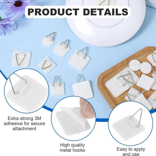 Self-adhesive hooks - Set of 45 - 3 sizes - 5 kg Load capacity - Adhesive hooks - Wall picture hangers - V1188-NK-BOL-567