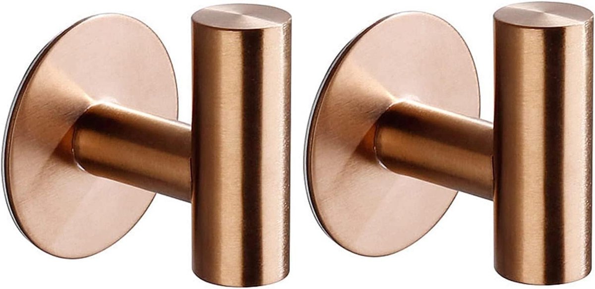 Self-adhesive Round Towel Hooks - 2 pieces - Hooks - 5x6.5x5.2 cm - Stainless Steel - Round Towel Hook - Rose V1188-NK-BOL-569