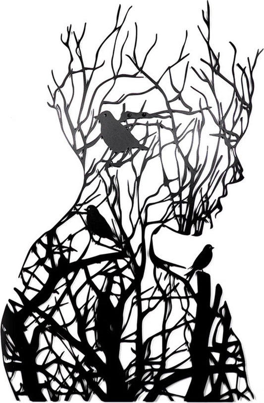 Wall decoration - wall decoration - Wall Art - Line art - wall decoration living room - Tree branch woman V1188-NK-BOL-570