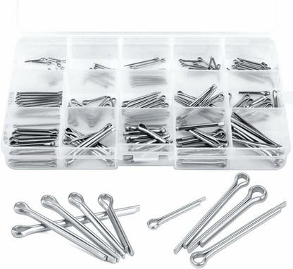 Split pins - 150 pieces - 15 different sizes - stainless steel - silver - for small mechanic repairs V1188-NK-BOL-578