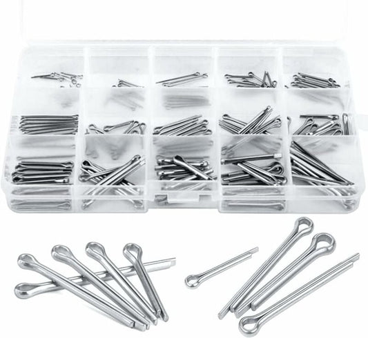 Split pins - 150 pieces - 15 different sizes - stainless steel - silver - for small mechanic repairs V1188-NK-BOL-578