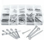 Split pins - 150 pieces - 15 different sizes - stainless steel - silver - for small mechanic repairs V1188-NK-BOL-578