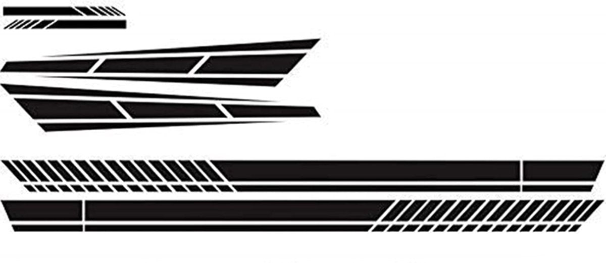 Car sticker - 6 pieces/3 pairs/1 set - Stripe side sticker - Graphic sticker - PET - Black - For car V1188-NK-BOL-581