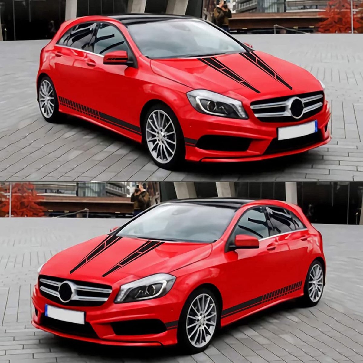 Car sticker - 6 pieces/3 pairs/1 set - Stripe side sticker - Graphic sticker - PET - Black - For car V1188-NK-BOL-581