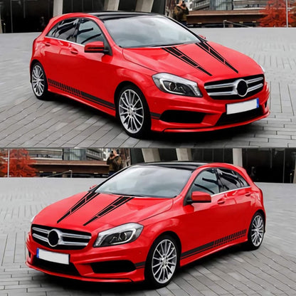 Car sticker - 6 pieces/3 pairs/1 set - Stripe side sticker - Graphic sticker - PET - Black - For car V1188-NK-BOL-581