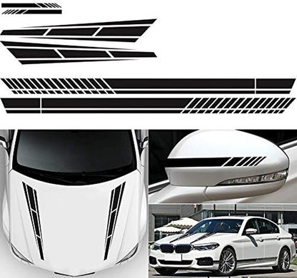 Car sticker - 6 pieces/3 pairs/1 set - Stripe side sticker - Graphic sticker - PET - Black - For car V1188-NK-BOL-581