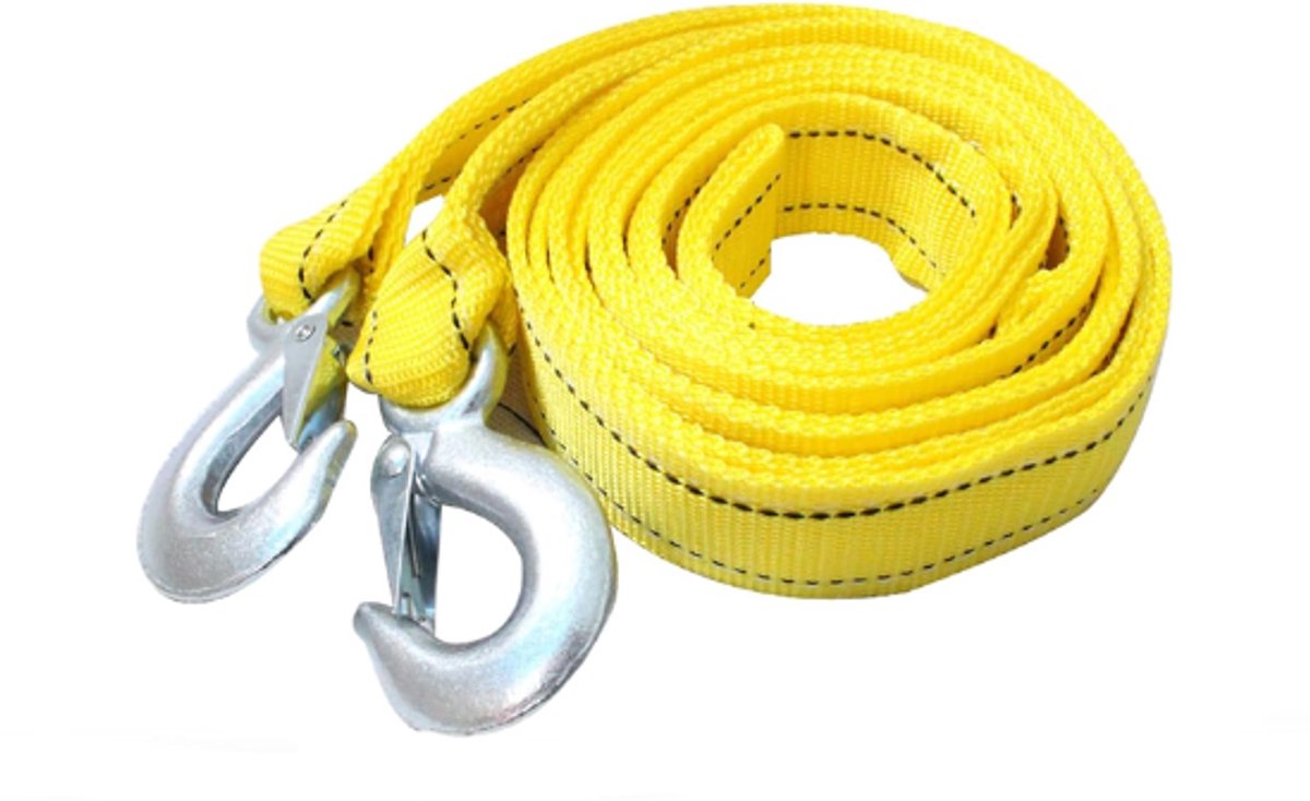 Tow rope Tow strap Tow rope car - 4 m 5000KG - nylon and steel - yellow V1188-NK-BOL-586