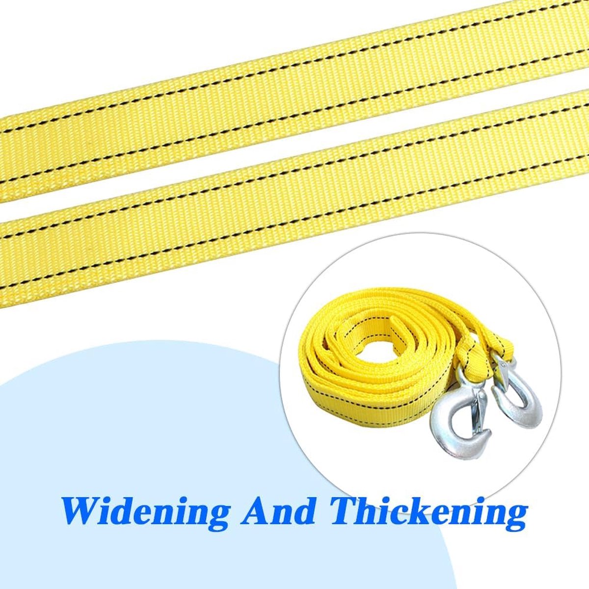 Tow rope Tow strap Tow rope car - 4 m 5000KG - nylon and steel - yellow V1188-NK-BOL-586