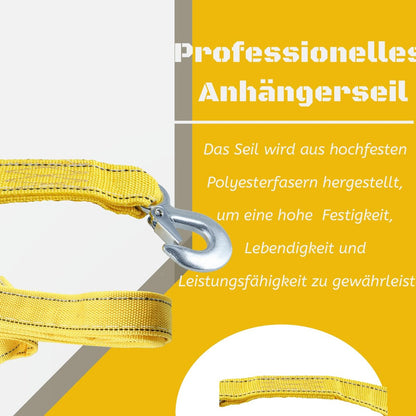 Tow rope Tow strap Tow rope car - 4 m 5000KG - nylon and steel - yellow V1188-NK-BOL-586