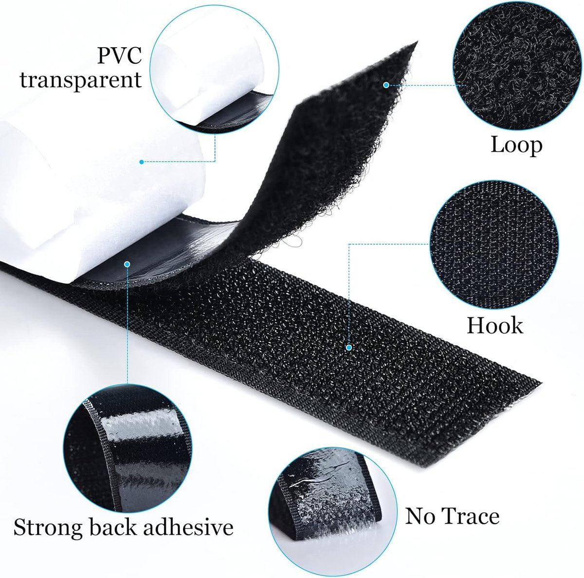 Self-adhesive hook and loop tape 10 meters - black hook and loop tape - extra strong - Strong double-sided V1188-NK-BOL-59