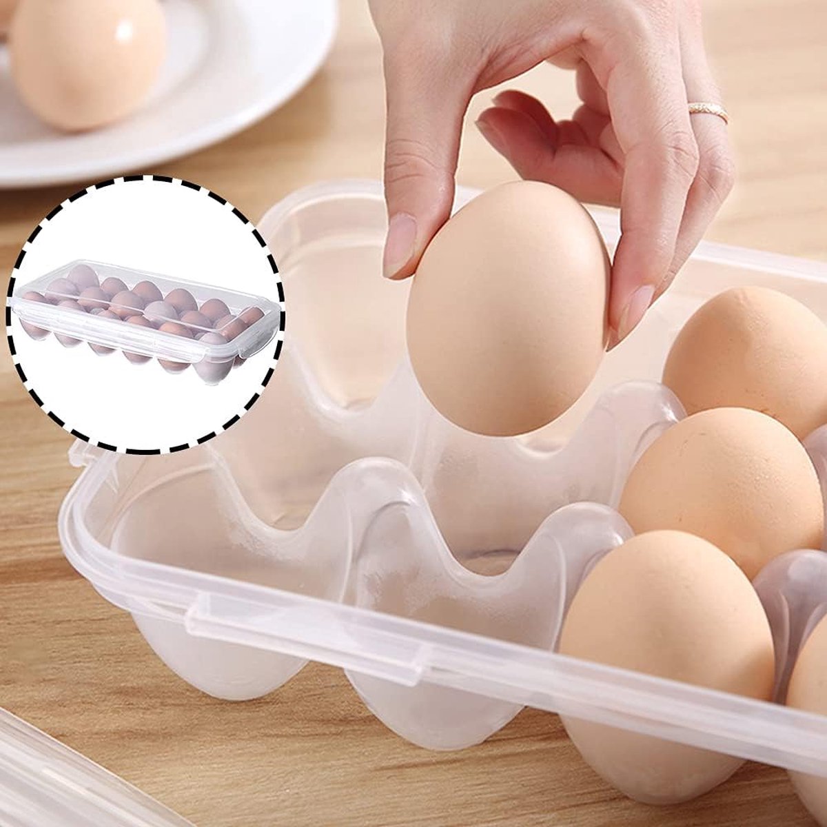 Egg carton, 18 racks refrigerator egg storage box with lid, egg rack, egg holder for refrigerator, egg V1188-NK-BOL-596