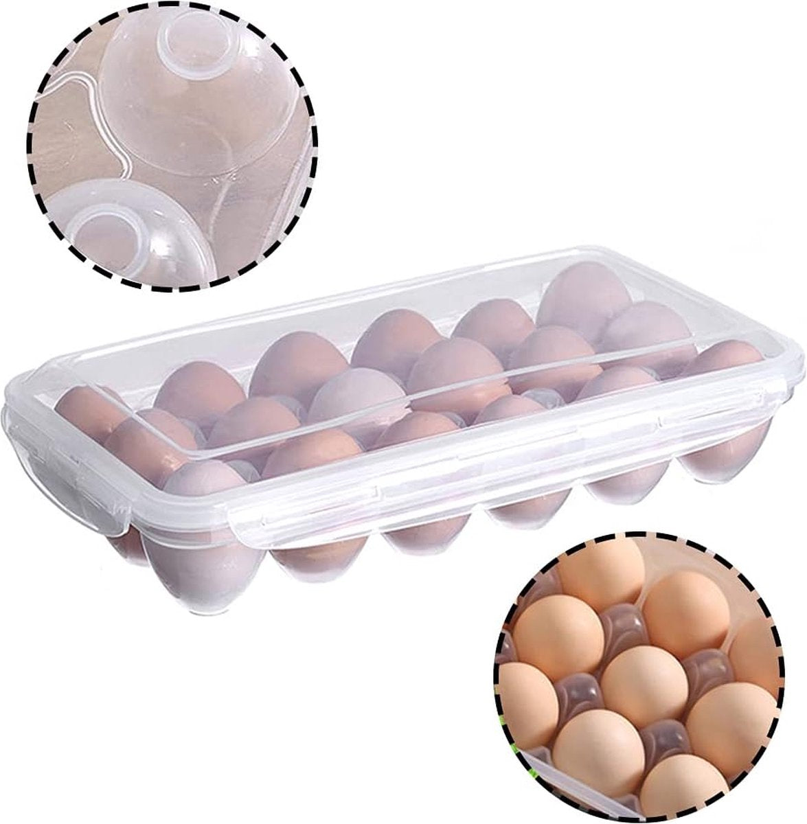 Egg carton, 18 racks refrigerator egg storage box with lid, egg rack, egg holder for refrigerator, egg V1188-NK-BOL-596
