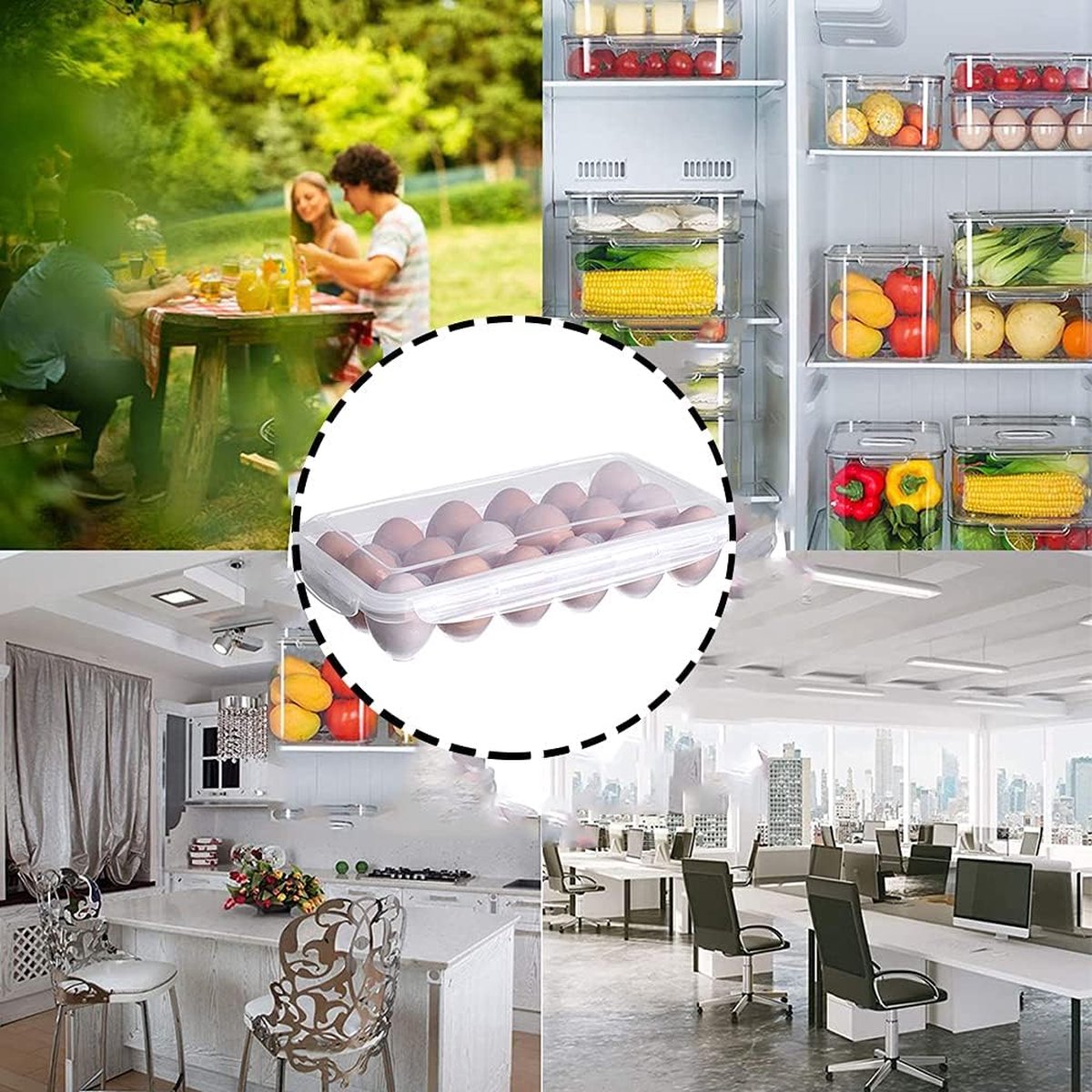 Egg carton, 18 racks refrigerator egg storage box with lid, egg rack, egg holder for refrigerator, egg V1188-NK-BOL-596